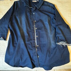 Belle by Kim Gravel Dark Blue Button Down Shirt